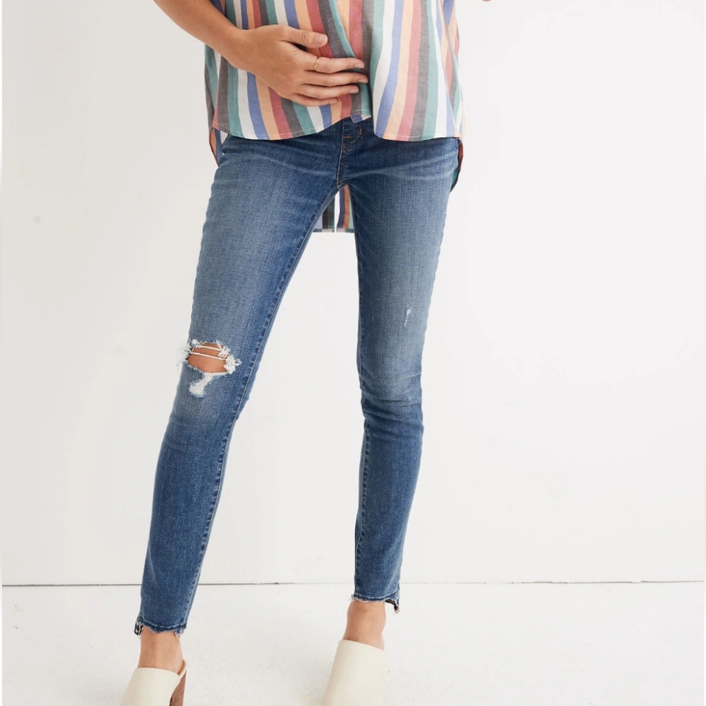 NWT Madewell Maternity Blue Distressed Skinny Jeans